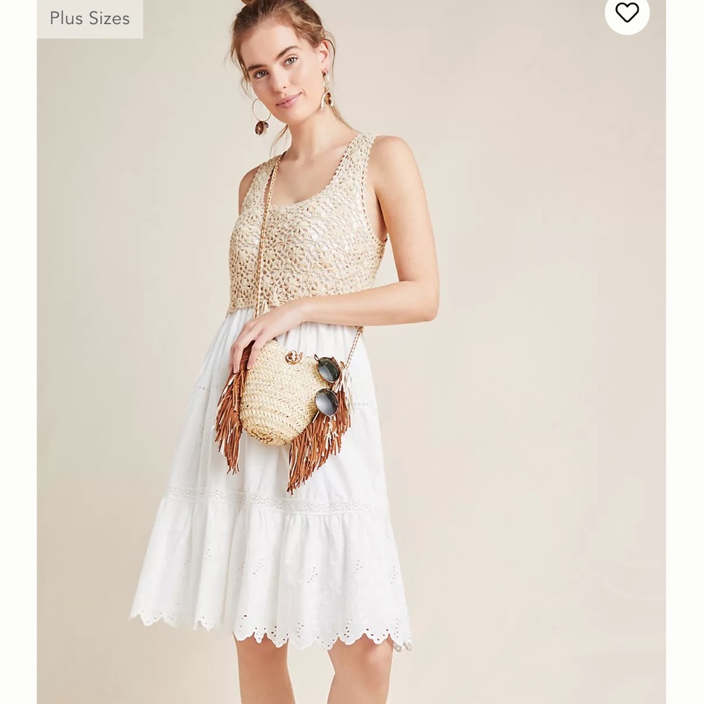 Anthropologie White Crochet dress